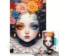 Lindo Payaso con Flores Rompecabezas para Adolescentes 1000 Piezas Mejora la Memoria Actividad en casa Patrón de ensamblaje 38x26cm