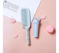 Lindo peine de pelo de dientes anchos con mango de conejo, peine desenredante de plástico de dibujos animados Kawaii para el aseo diario del cabello