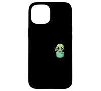 Lindo Pequeño Alien En Bolsillo Universo UFO Bebé Monstruo Carcasa para iPhone 15