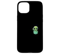 Lindo Pequeño Alien En Bolsillo Universo UFO Bebé Monstruo Carcasa para iPhone 15 Plus