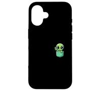 Lindo Pequeño Alien En Bolsillo Universo UFO Bebé Monstruo Carcasa para iPhone 16