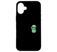 Lindo Pequeño Alien En Bolsillo Universo UFO Bebé Monstruo Carcasa para iPhone 16 Plus