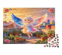 Lindo Pequeño Ángel Puzzle de 1000 Piezas Papel para Adultos Jardín En La Azotea Estilo Fantasía Relajación Decoración Hogar Regalo 38x26cm/1000pcs
