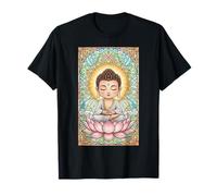 Lindo pequeño Buda vidriera Budismo Espiritual Camiseta