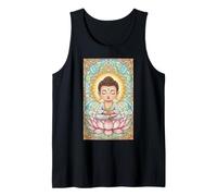 Lindo pequeño Buda vidriera Budismo Espiritual Camiseta sin Mangas