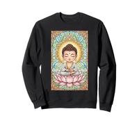 Lindo pequeño Buda vidriera Budismo Espiritual Sudadera