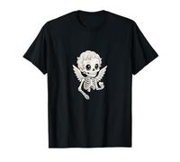 Lindo Pequeño Esqueleto Goth Ángel Querubín Sostiene Corazón Camiseta