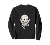Lindo Pequeño Esqueleto Goth Ángel Querubín Sostiene Corazón Sudadera