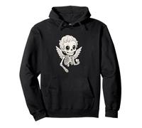Lindo Pequeño Esqueleto Goth Ángel Querubín Sostiene Corazón Sudadera con Capucha