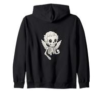 Lindo Pequeño Esqueleto Goth Ángel Querubín Sostiene Corazón Sudadera con Capucha