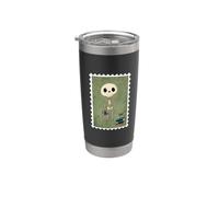 Lindo pequeño esqueleto que ama leer Vaso térmico de acero inoxidable de doble pared