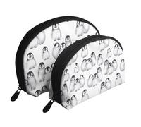 Lindo pequeño pingüino en Invierno, Bolsa de Maquillaje de Concha, Monedero pequeño para Mujer, Bolsa de artículos de tocador, Bolsa de cosméticos, 2 Piezas