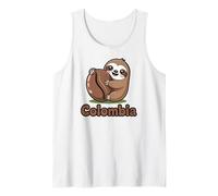 Lindo Perezoso Colombia Abrazando Grano De Café Camiseta sin Mangas