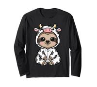 Lindo Perezoso en Disfraz de Vaca Animal Kawaii Manga Larga