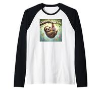 Lindo Perezoso en el árbol Funny Rage me Consume Texto encubierto Camiseta Manga Raglan