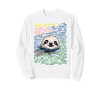 Lindo Perezoso Nadando océano Minimalista Animal línea Arte Verano Sudadera