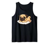 Lindo perezoso perro de dibujos animados acostado en almohada Camiseta sin Mangas