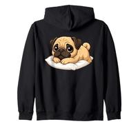 Lindo perezoso perro de dibujos animados acostado en almohada Sudadera con Capucha