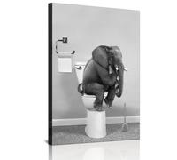Lindo periódico animal arte de pared en blanco y negro lienzo impreso cabina decoración de baño bañera pared imagen, sin marco (elefante, 1pcs-60x90cm)