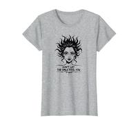 Lindo Pero Salvaje: no Dejes Que la Sonrisa te engañe Camiseta, Mujer, Gris Jaspeado, XS