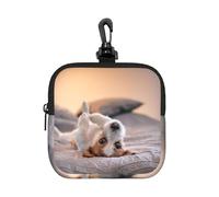 Lindo Perrito Jack Russell Terrier,Bolsa de Almacenamiento Cuadrada con Cremallera, Monedero de Neopreno, Carteras pequeñas, Monedero pequeño, Monedero
