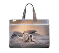 Lindo perrito Jack Russell Terrier,Bolsa de lona para documentos con cremallera, bolso de mano, maletín para la escuela y la oficina.