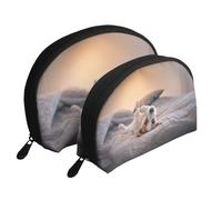 Lindo Perrito Jack Russell Terrier, Bolsa de Maquillaje de Concha, Monedero pequeño para Mujer, Bolsa de artículos de tocador, Bolsa de cosméticos, 2 Piezas