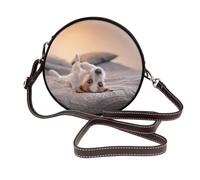 Lindo perrito Jack Russell Terrier,Bolso de hombro de piel sintética, bolso cruzado redondo - Bolso circular para mujer