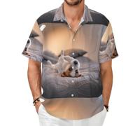 Lindo Perrito Jack Russell Terrier, Camisa de Manga Corta para Hombre, Camisas de Verano Ligeras para Adultos,As Shown,2XL