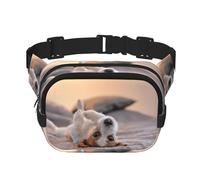 Lindo Perrito Jack Russell Terrier,Riñonera Cuadrada de Doble Capa, Bolso de Viaje, Bolso Informal para el Pecho.