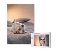 Lindo Perrito Jack Russell Terrier,Rompecabezas de Madera de 1000 Piezas para Adultos y Adolescentes.