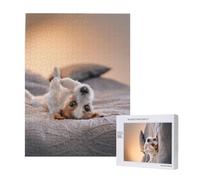 Lindo Perrito Jack Russell Terrier,Rompecabezas de Madera de 500 Piezas para Adultos y Adolescentes.
