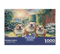 Lindo Perro 100% cartón Reciclado, Tres Pugs en Flores, Rompecabezas de 1000 Piezas, Rompecabezas para Adultos, Juegos educativos clásicos, 38 x 26 cm/1000 Piezas