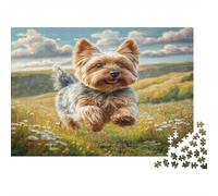 Lindo Perro 1000 Piezas Rompecabezas para Adultos Yorkshire Terrier contra el Cielo Fondo Divertido Regalo y Actividad para el hogar Gran Idea de Regalo 38x26cm/1000 Piezas