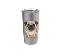 Lindo Perro Amante de Mascotas Pug Chi Vaso térmico de acero inoxidable de doble pared