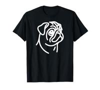 Lindo perro Amantes del Pug simple diseño de retrato de arte lineal Camiseta