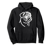 Lindo perro Amantes del Pug simple diseño de retrato de arte lineal Sudadera con Capucha