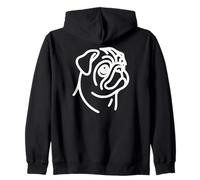 Lindo perro Amantes del Pug simple diseño de retrato de arte lineal Sudadera con Capucha