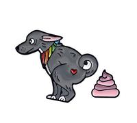 Lindo Perro Arco Iris Poo Patrón Insignia Animal Broche para Niños Esmalte Pin Joyería Decoración Gris Elegante y Popular Lovely And Practical