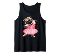 Lindo Perro Bailando con Vestido de Fiesta Rosa Amante del Pug Camiseta sin Mangas