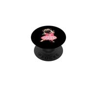 Lindo Perro Bailando con Vestido de Fiesta Rosa Amante del Pug PopSockets PopGrip Adhesivo