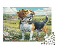 Lindo Perro Beagle de cartón 100% Reciclado en Hierba Florida. Rompecabezas de 1000 Piezas para Adultos. Juegos educativos clásicos únicos. Rompecabezas de 38 x 26 cm/1000 Piezas.