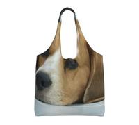 Lindo perro beagle tumbado en el suelo,Bolsas de mano reutilizables, bolsas de supermercado, bolso de hombro de lona de gran capacidad