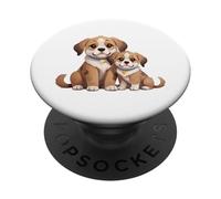 Lindo Perro Beagle y Cachorro Amor Dibujos Animados PopSockets PopGrip Adhesivo