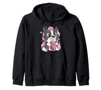 Lindo Perro Bebiendo té de Burbujas Kawaii Art Sudadera con Capucha