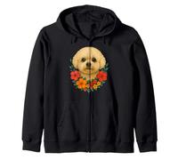 Lindo perro bichón frise floral primavera flores verano Sudadera con Capucha