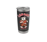 Lindo perro Bobtail Torre de Londres Guardián Inglaterra Vaso térmico de acero inoxidable de doble pared