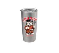 Lindo perro Bobtail Torre de Londres Guardián Inglaterra Vaso térmico de acero inoxidable de doble pared