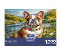 Lindo Perro Bulldog Colorido en el Prado, Rompecabezas de 1000 Piezas para Adultos, bellamente ilustrado, desafiante, 38 x 26 cm/1000 Piezas