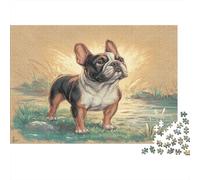 Lindo Perro Bulldog de cartón 100% Reciclado en un huerto de Flores. Rompecabezas de 1000 Piezas. Actividad Divertida para Adultos para días lluviosos. 52 x 38 cm (1000 Piezas).